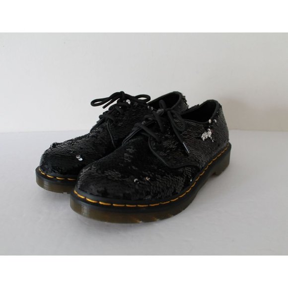 Dr. Martens 1461 Sequin Shoes Black Silver Size 7 - Picture 2 of 9